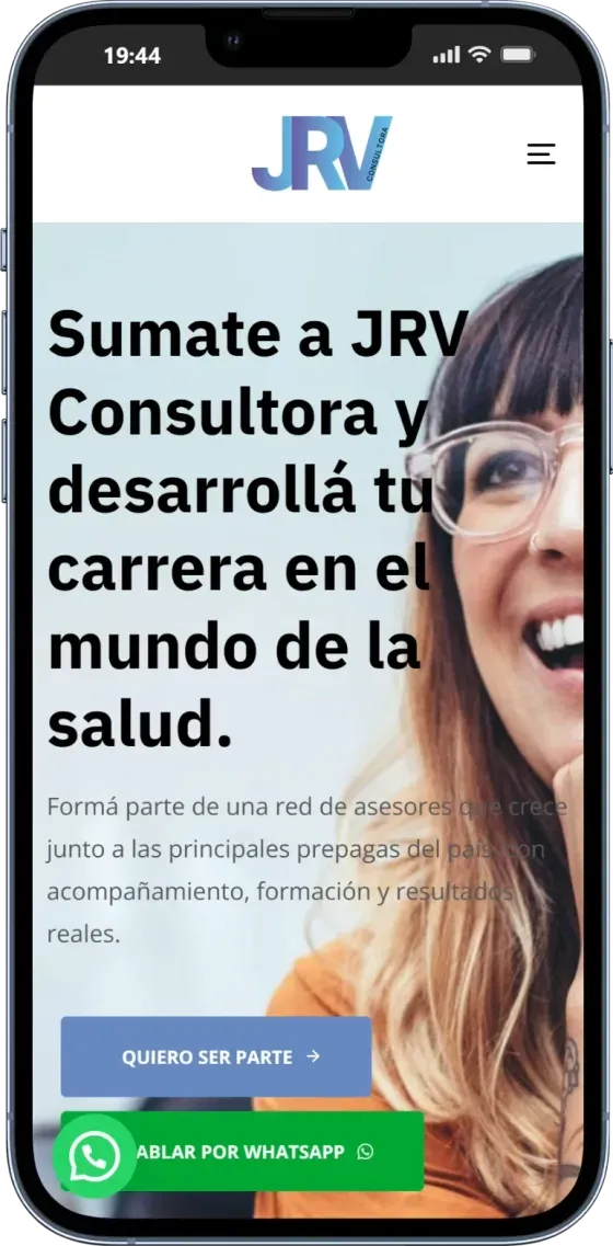 Captura de celular de JRV Consultora, pantalla 1