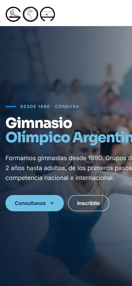 Captura de celular de GOA, Gimnasio Olímpico Argentino, pantalla 1