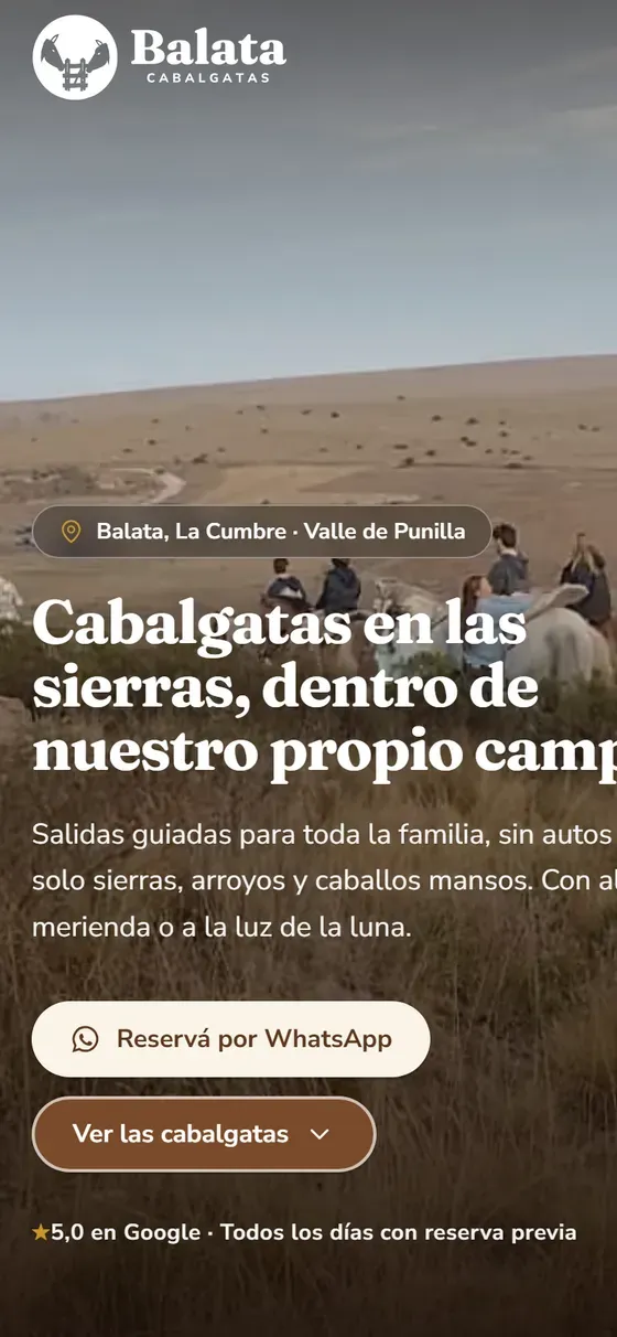 Captura de celular de Balata Cabalgatas, pantalla 1