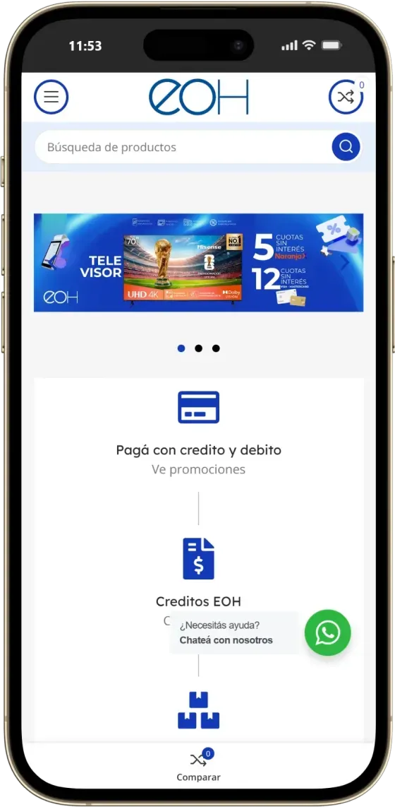 Captura de celular de EOH, pantalla 1