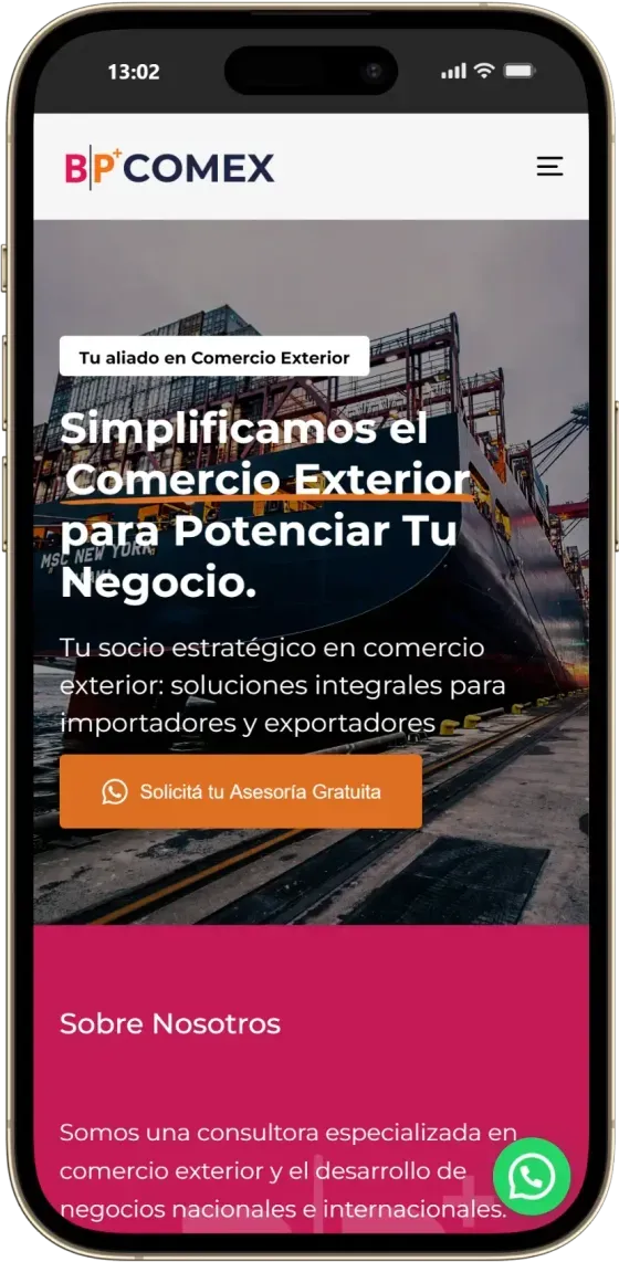 Captura de celular de BP Comex, pantalla 2