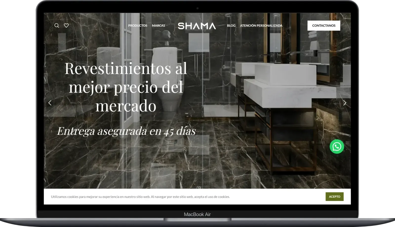 Captura de escritorio de Shama Revestimientos, pantalla 1