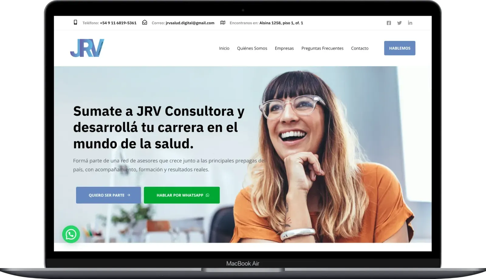 Captura de escritorio de JRV Consultora, pantalla 1