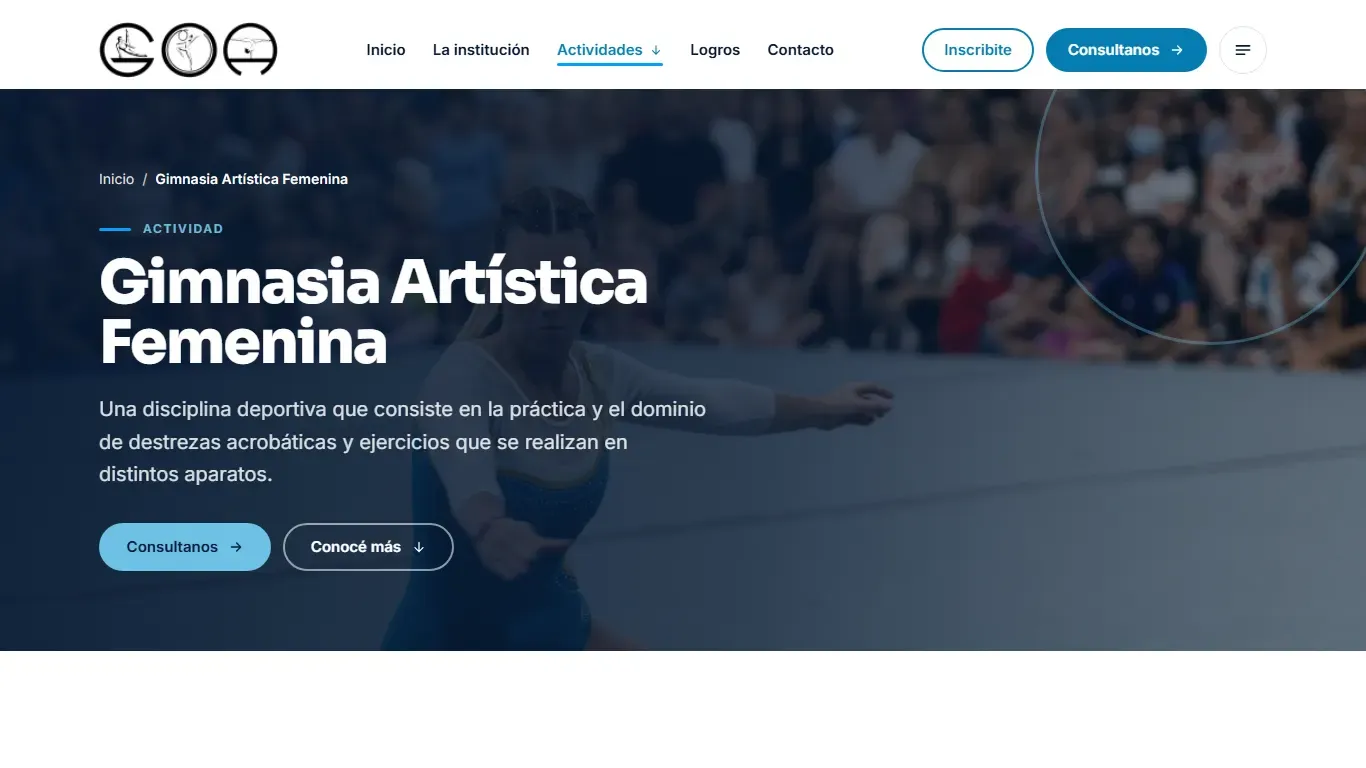 Captura de escritorio de GOA, Gimnasio Olímpico Argentino, pantalla 1