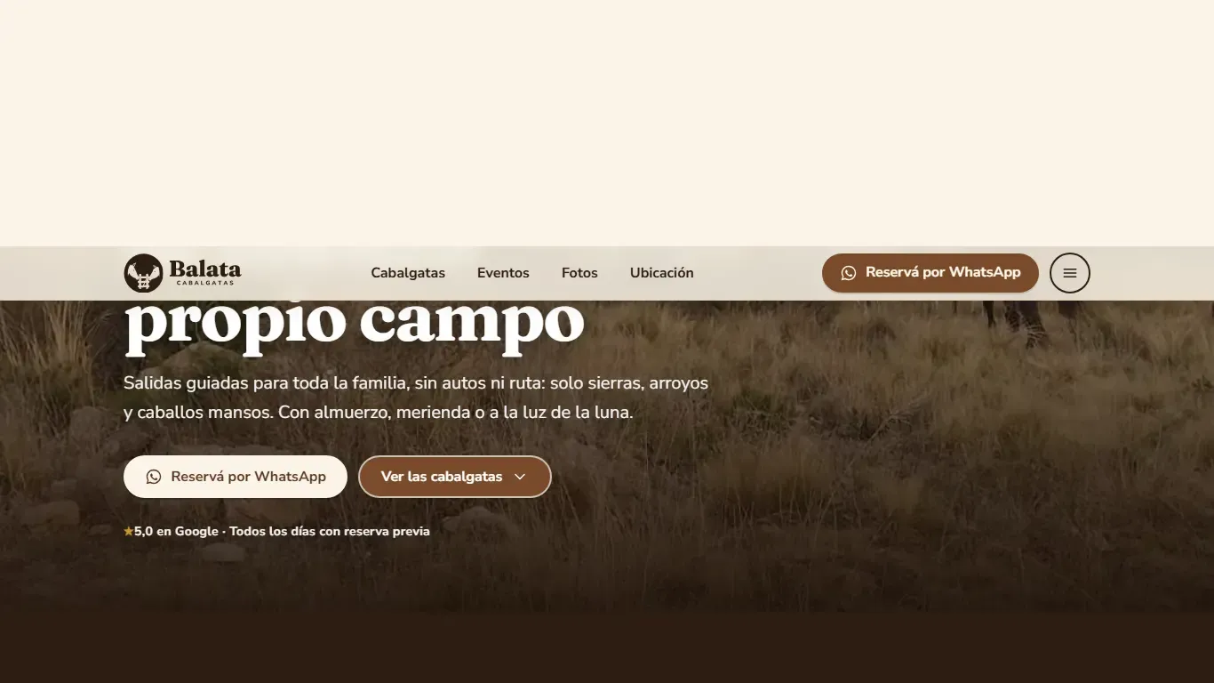Captura de escritorio de Balata Cabalgatas, pantalla 1