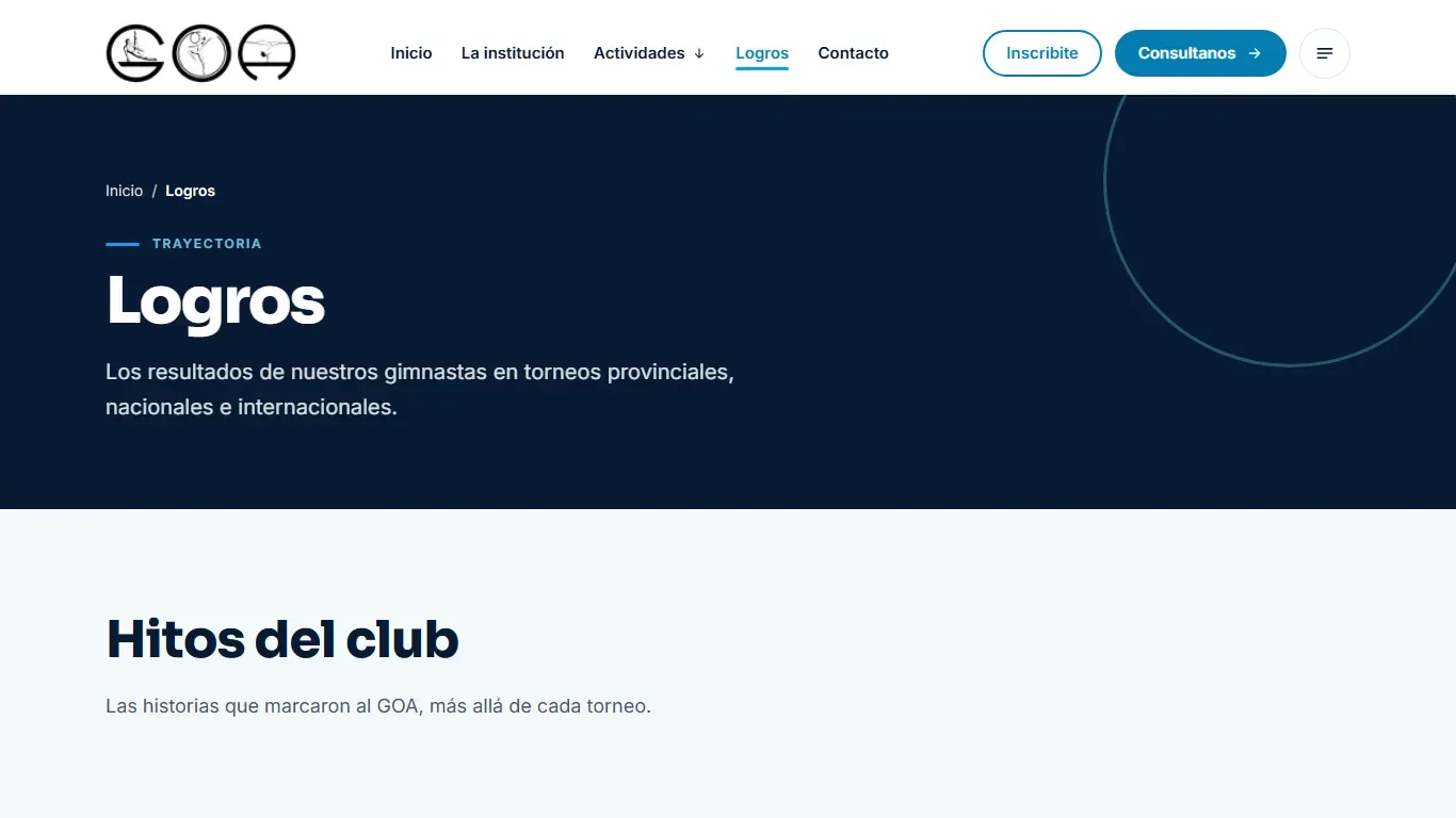 Captura de escritorio de GOA, Gimnasio Olímpico Argentino, pantalla 2