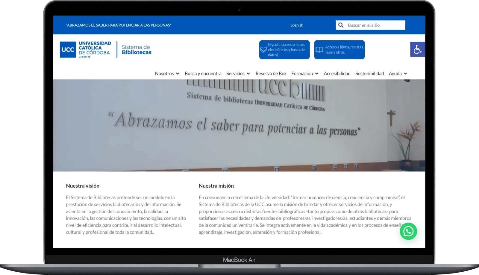Captura de escritorio de Biblioteca UCC, pantalla 2