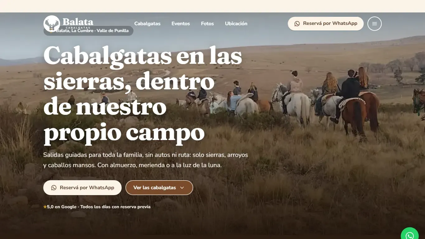 Captura de escritorio de Balata Cabalgatas, pantalla 2