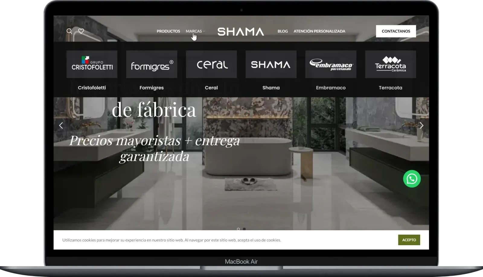 Captura de escritorio de Shama Revestimientos, pantalla 2