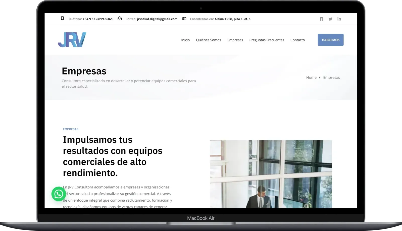 Captura de escritorio de JRV Consultora, pantalla 3