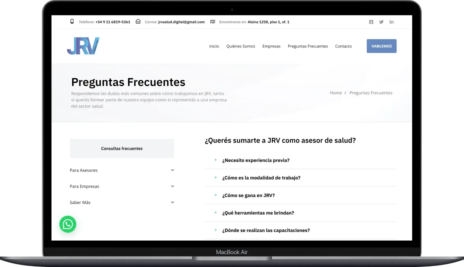 Captura de escritorio de JRV Consultora, pantalla 4