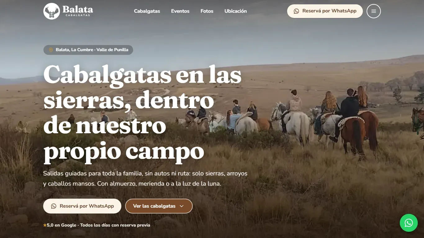 Portada del proyecto Balata Cabalgatas